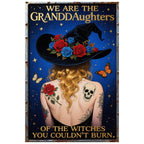 Witch Wall Art Metal Sign: Gothic Skull Roses Decor