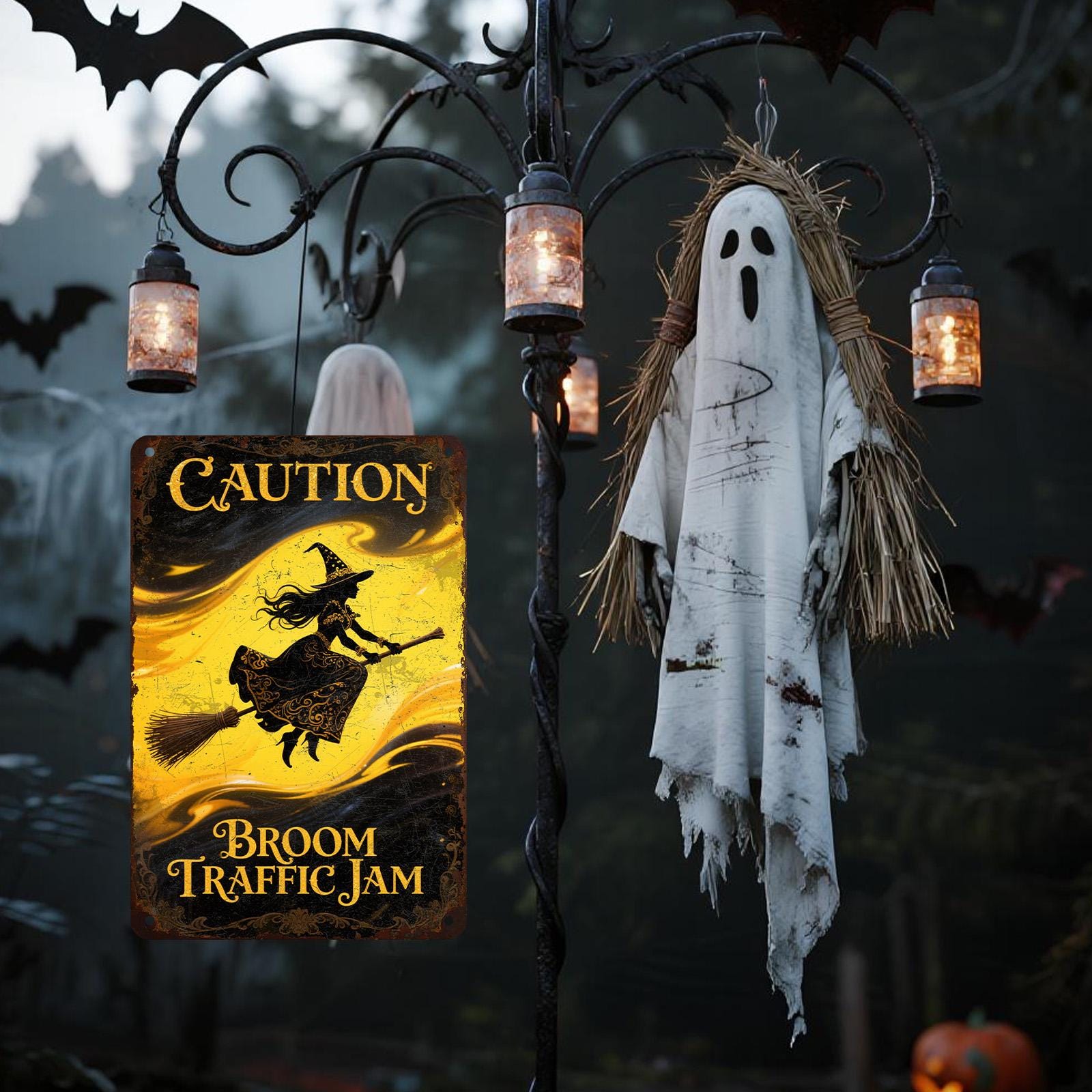 Witch Metal Sign: Gothic Roses, Skull Tattoo - Vintage Home Decor