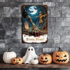 Zombie Hand Metal Halloween Sign: Creepy Graveyard Art, Haunted House Decor