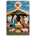Décoration murale crèche de Noël vintage en métal | Panneau métallique de décoration de Noël religieuse
