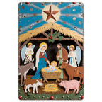 Décoration murale crèche de Noël vintage en métal | Panneau métallique de décoration de Noël religieuse