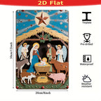 Décoration murale crèche de Noël vintage en métal | Panneau métallique de décoration de Noël religieuse