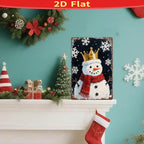 Décoration murale Bonhomme de neige vintage en métal | Panneau décoratif en métal rustique pour les fêtes d'hiver