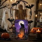 Halloween Schwarze Katze Metallschild | Lustiger Grabstein RIP, Gruselige Gothic Deko