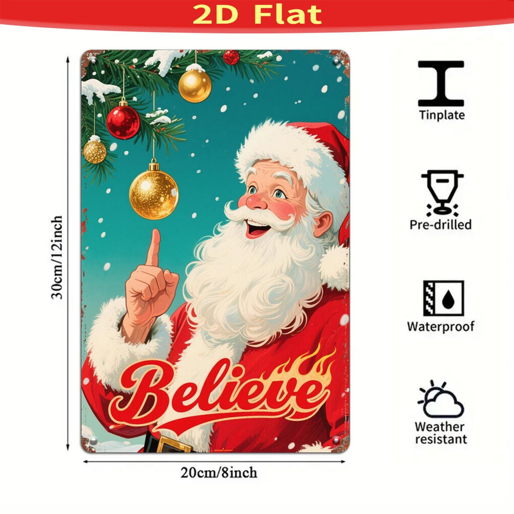 Vintage Weihnachtsmann Metallschild | Retro Weihnachtsdeko