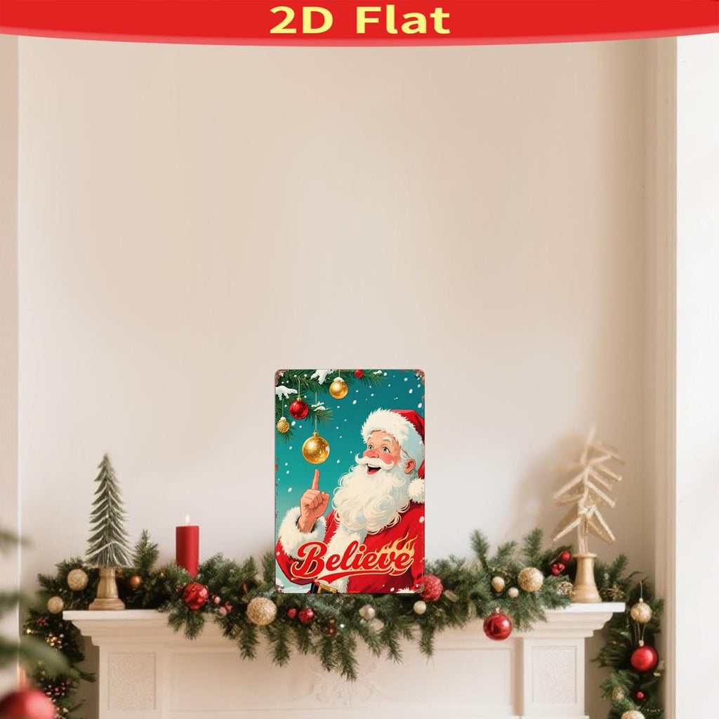Vintage Weihnachtsmann Metallschild | Retro Weihnachtsdeko