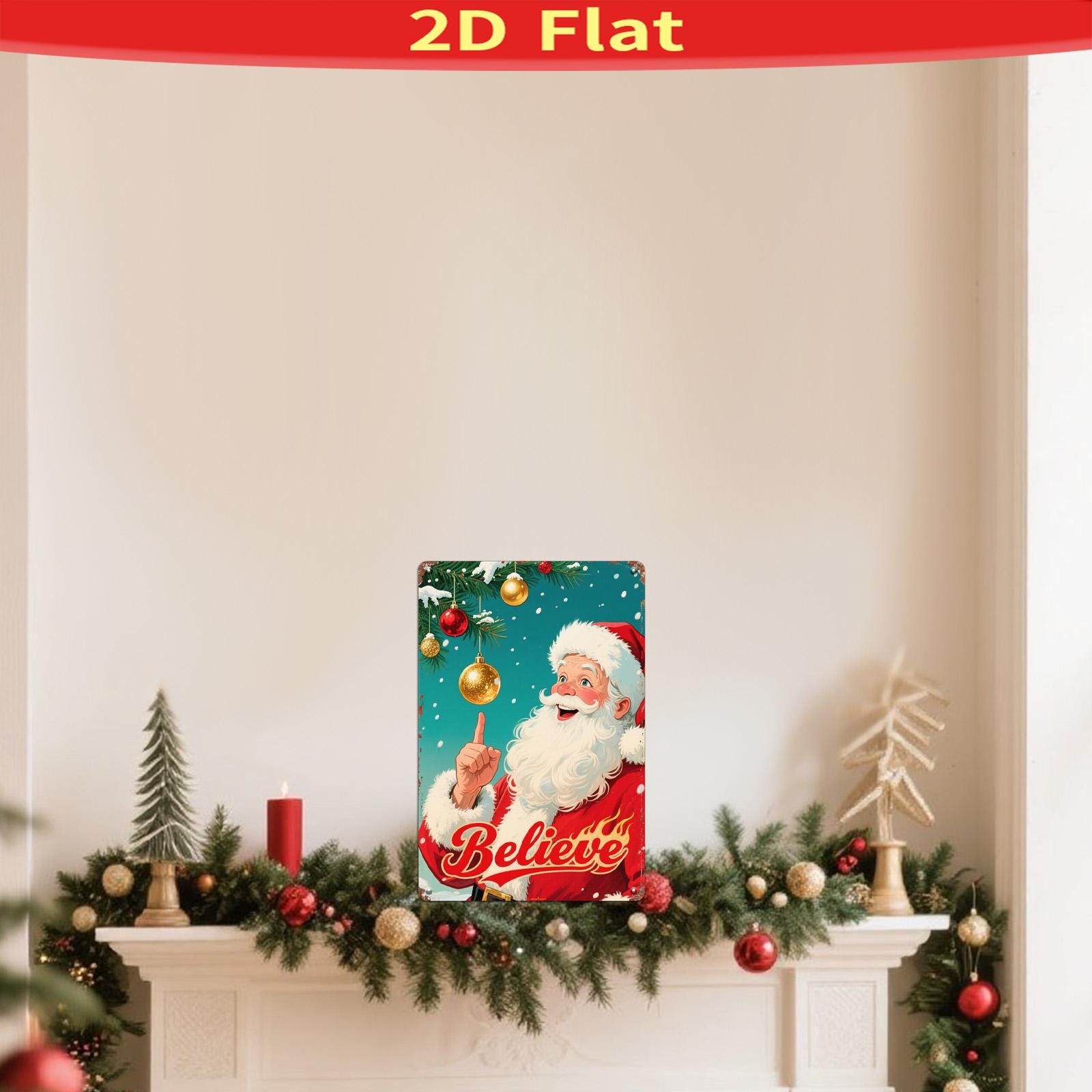 Vintage Santa Claus Metal Sign: Retro Christmas Holiday Decor