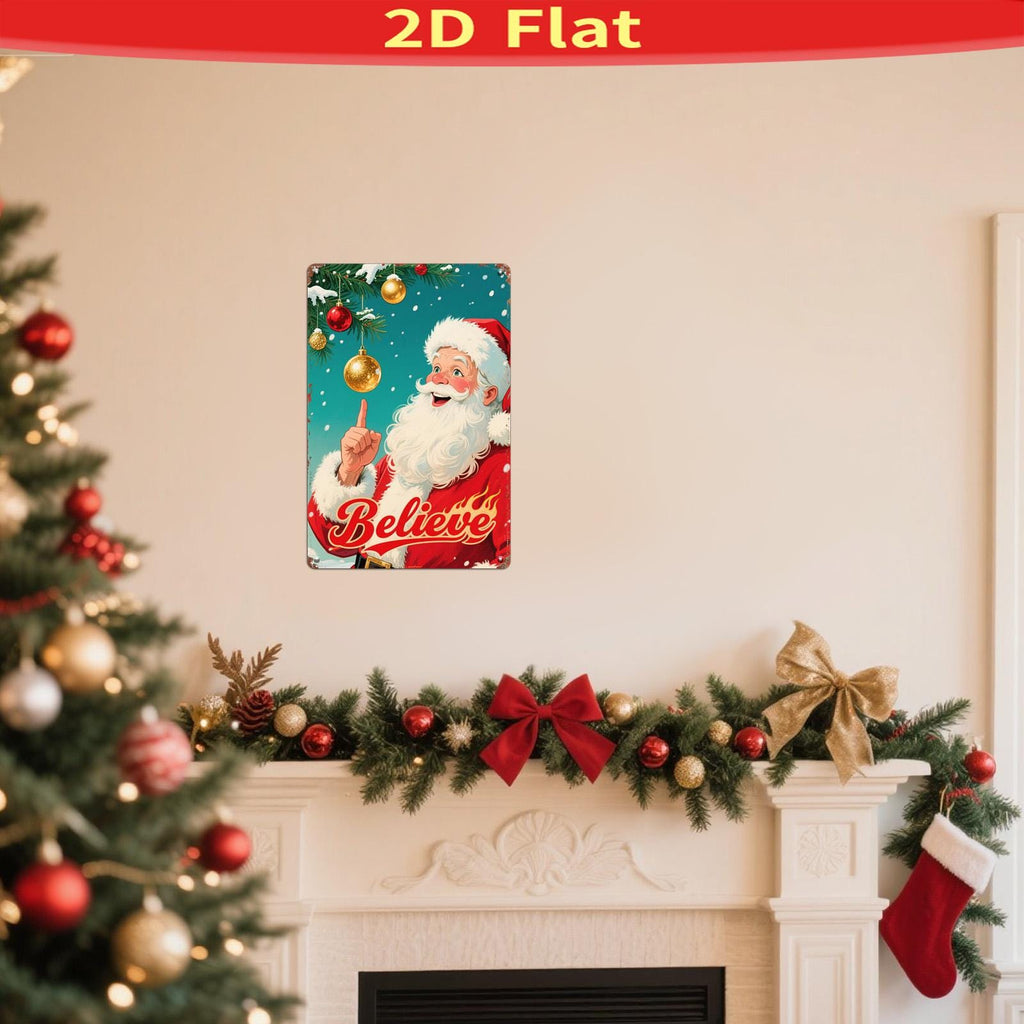 Vintage Weihnachtsmann Metallschild | Retro Weihnachtsdeko