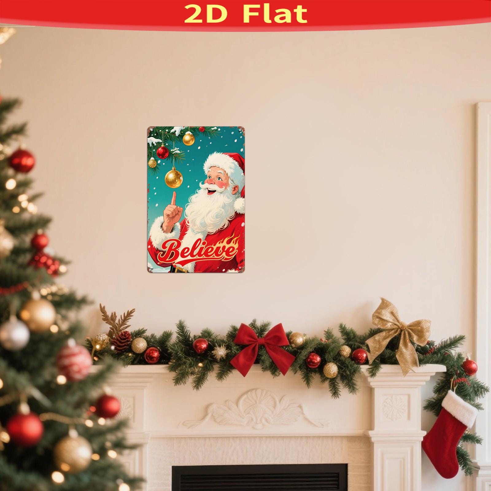 Vintage Santa Claus Metal Sign: Retro Christmas Holiday Decor