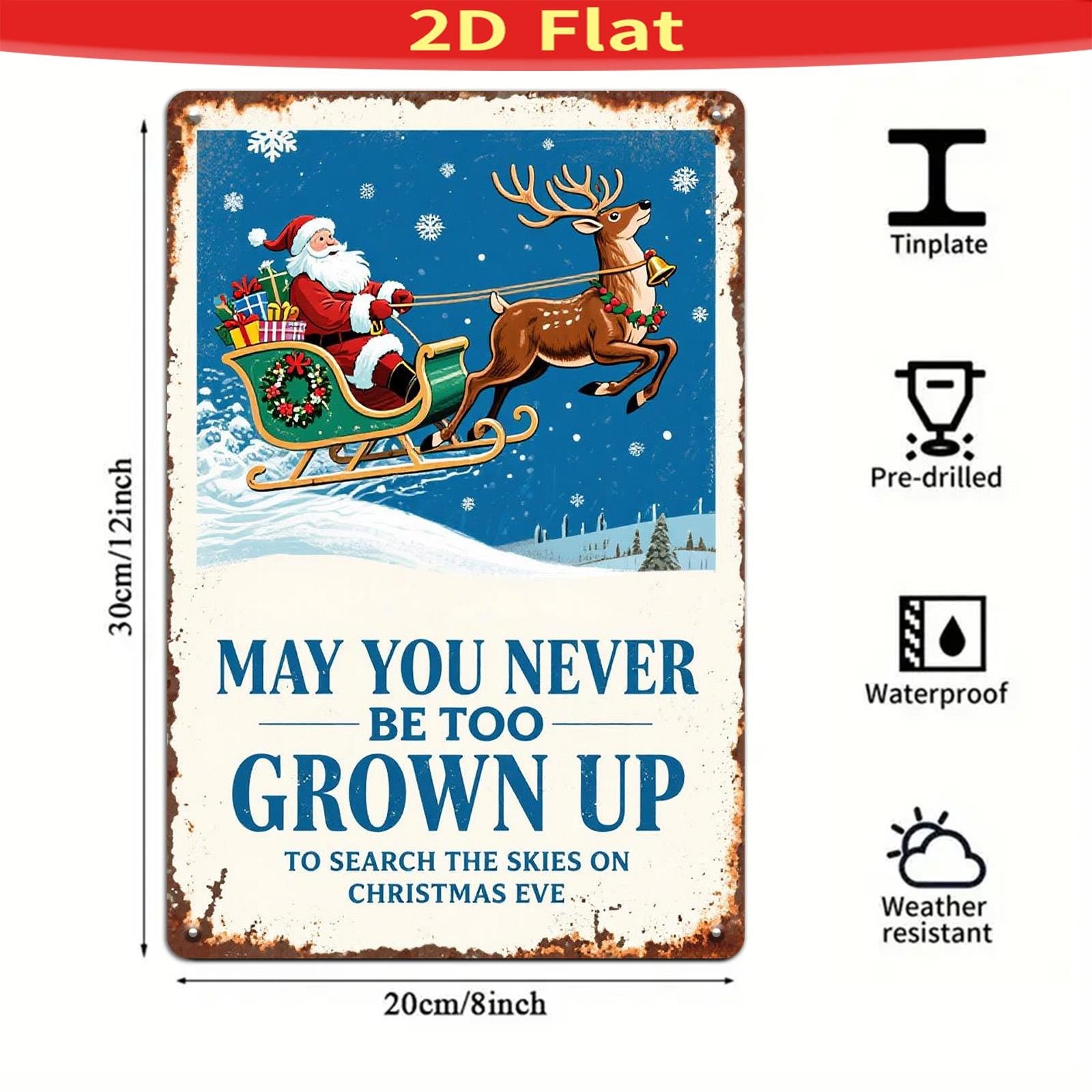 Vintage Christmas Metal Wall Art: Santa, Sleigh & Reindeer Holiday Decor