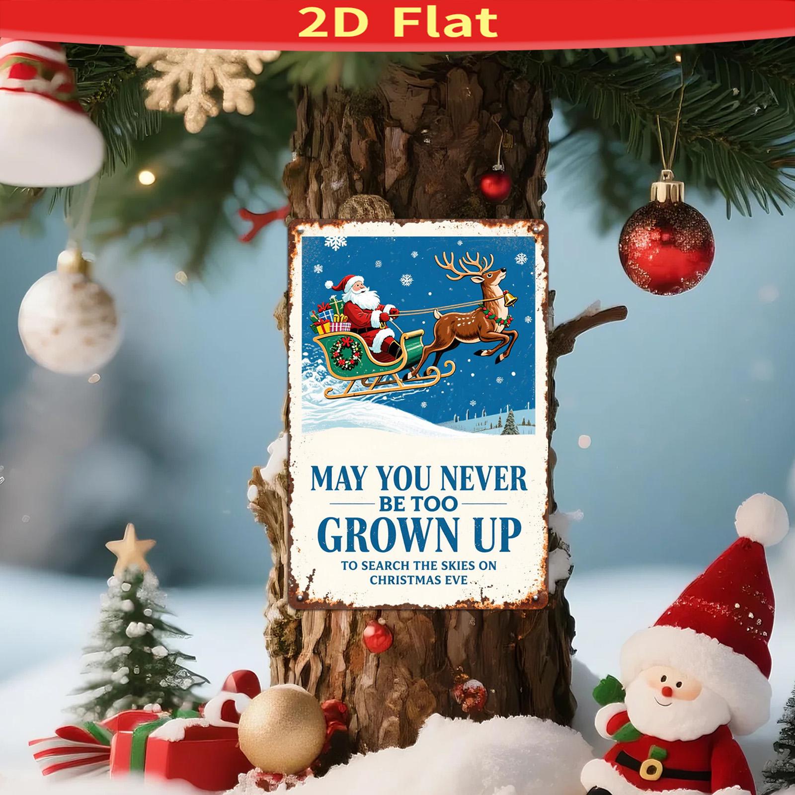 Vintage Christmas Metal Wall Art: Santa, Sleigh & Reindeer Holiday Decor