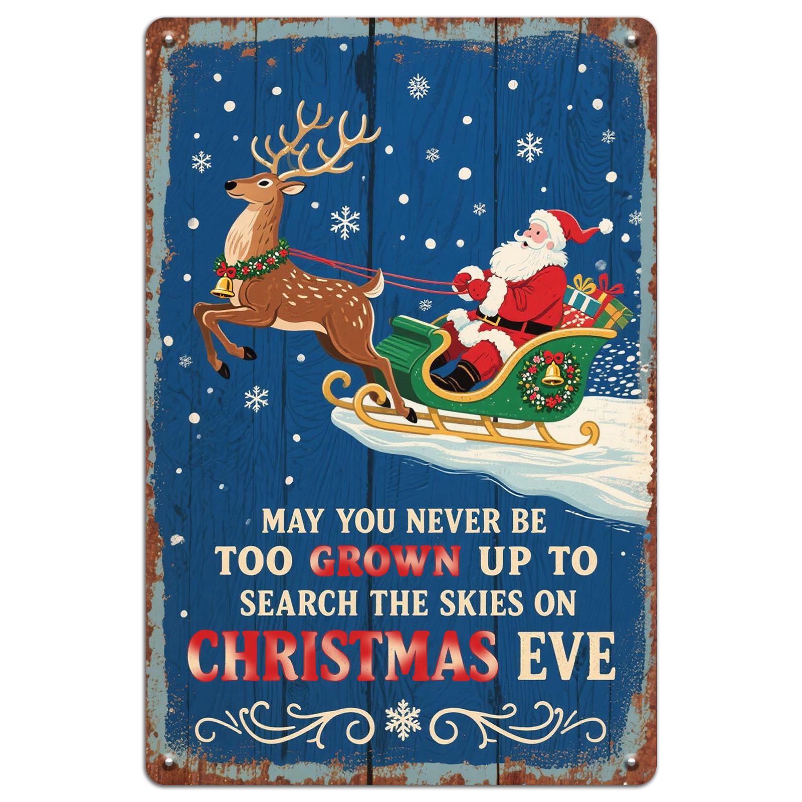 Vintage Christmas Metal Wall Art: Santa's Reindeer Sleigh Holiday Decor