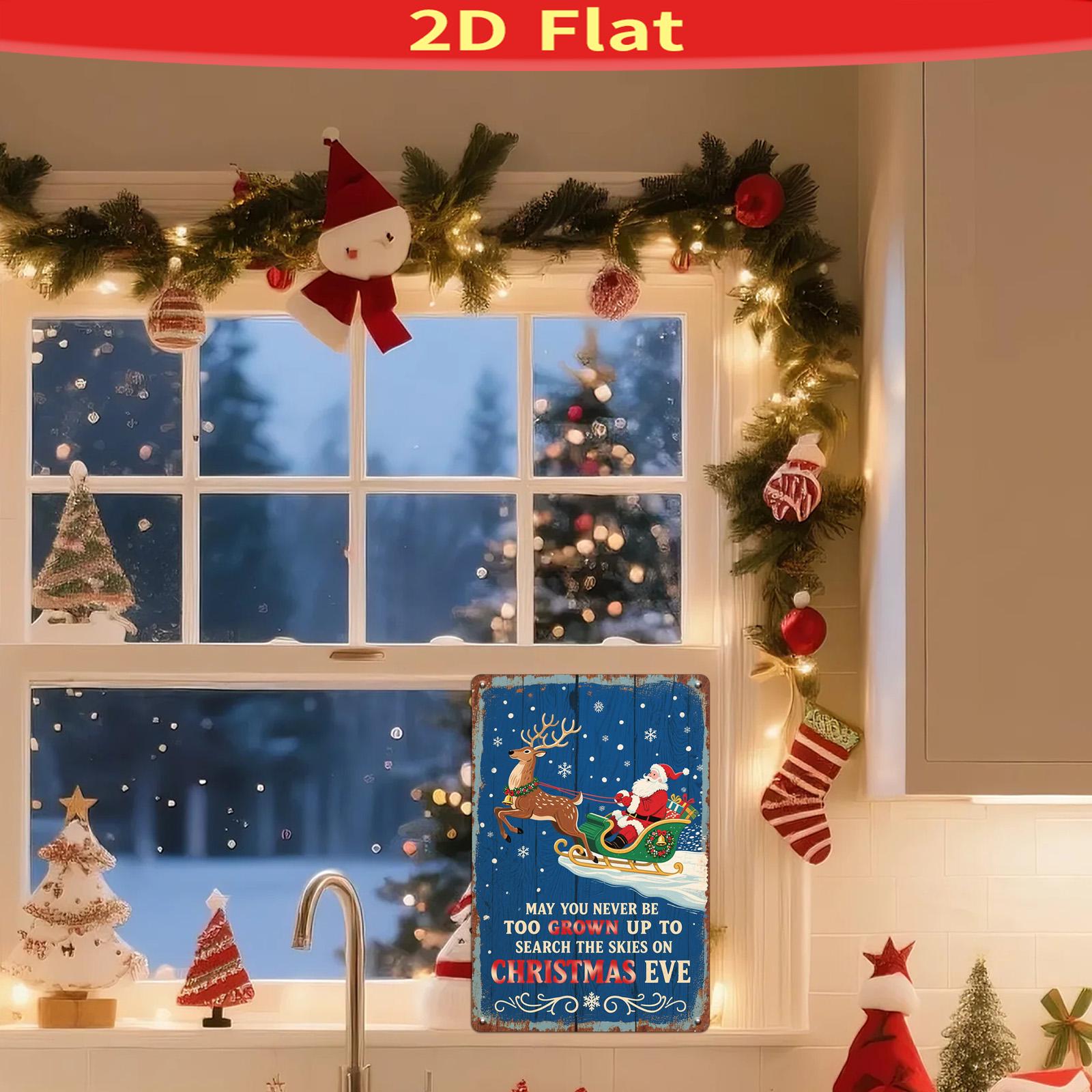 Vintage Christmas Metal Wall Art: Santa's Reindeer Sleigh Holiday Decor