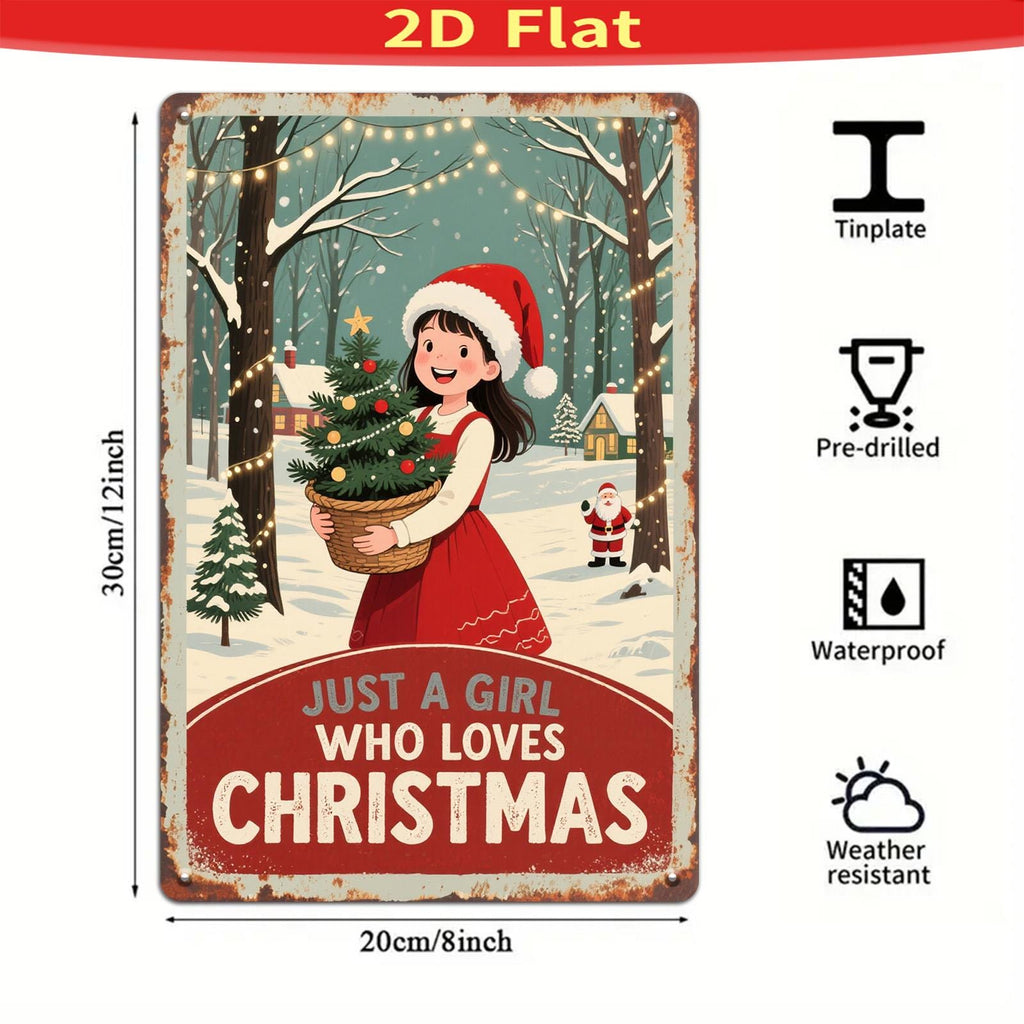 Vintage Weihnachts-Metallwandkunst | Rustikales Feiertags-Wohnzimmer-Metallschild