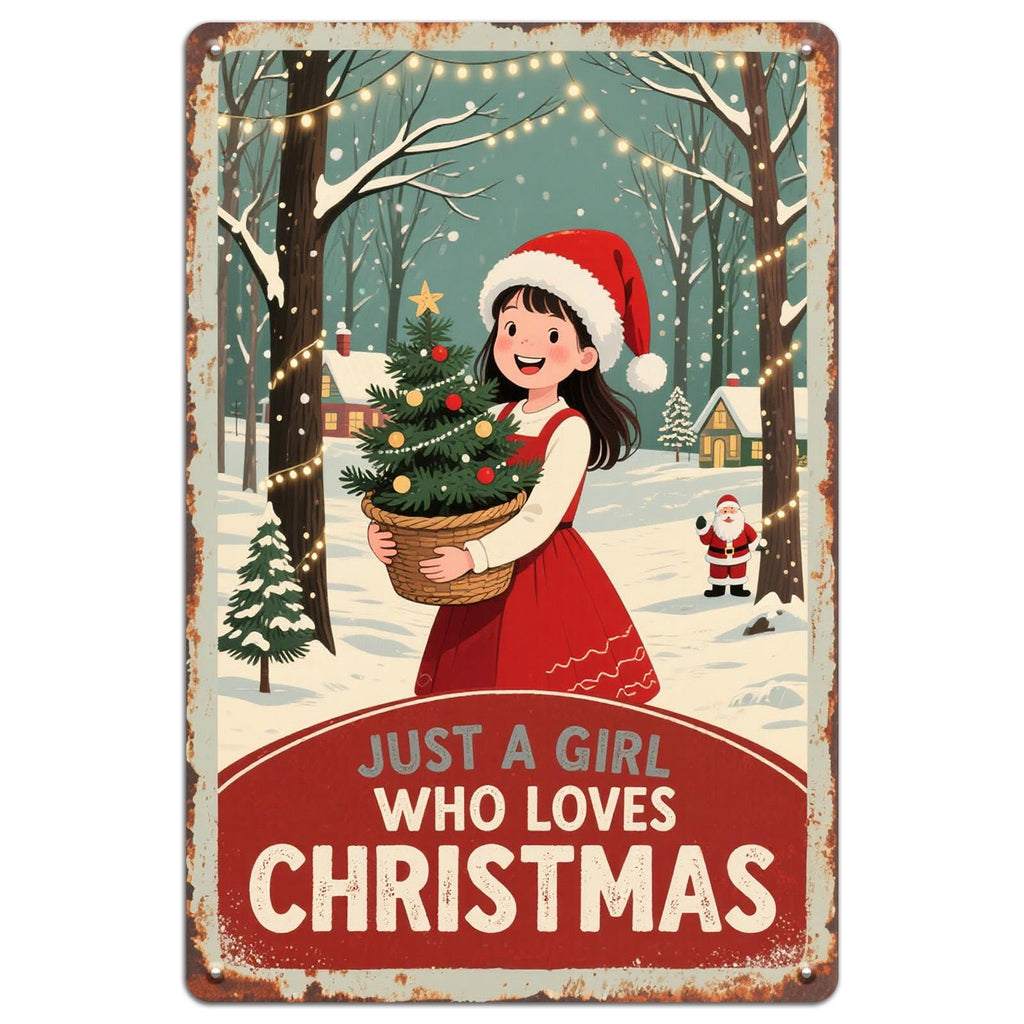 Vintage Weihnachts-Metallwandkunst | Rustikales Feiertags-Wohnzimmer-Metallschild