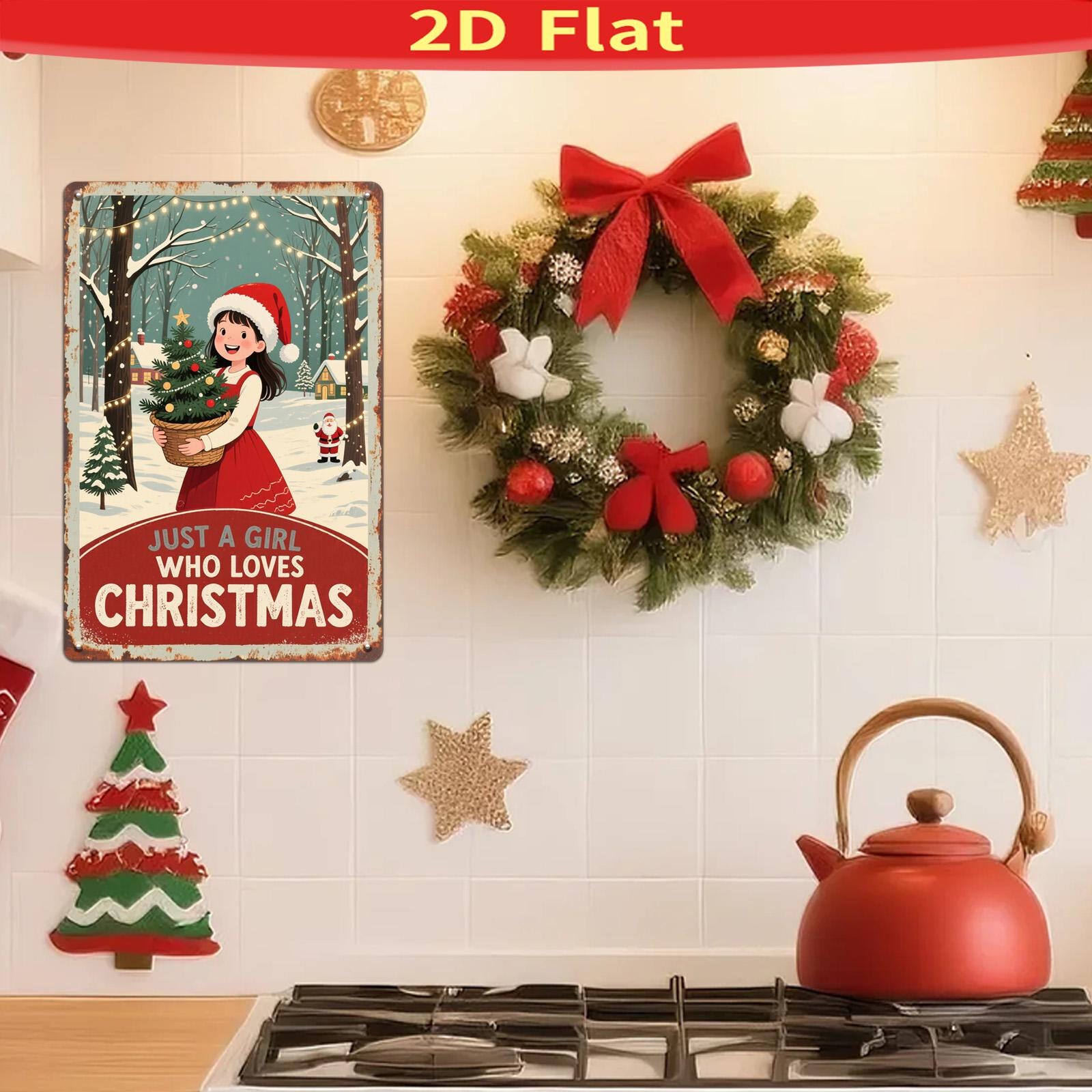 Vintage Christmas Metal Wall Art: Rustic Holiday Home Decor