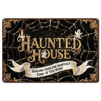 Spukhaus Halloween Metallschild | Gotische Spinnennetz Deko
