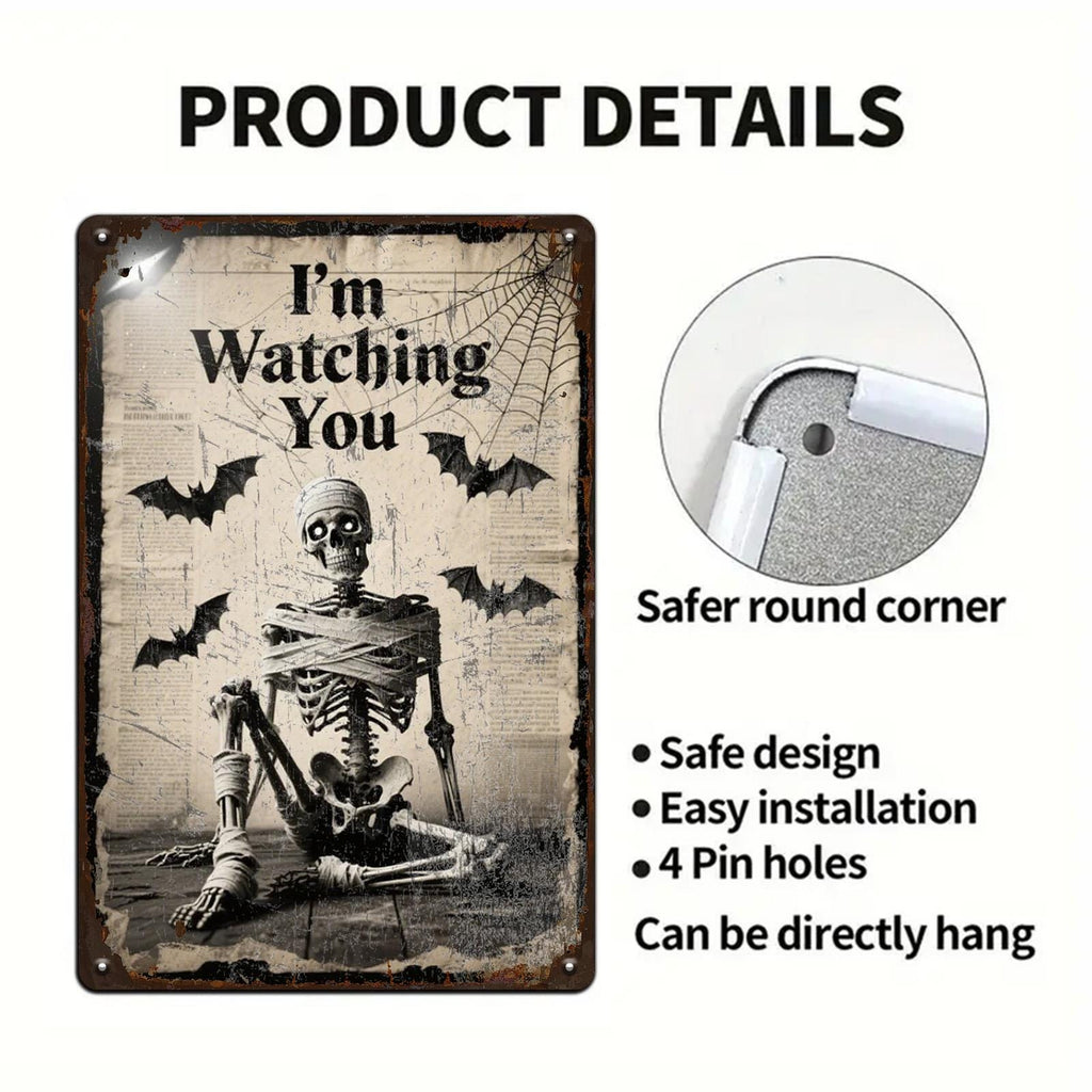 Skelett Metallschild | Halloween Spukhaus Dekoration (20x30 cm)