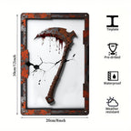 Bloody Scythe Metal Sign: Gothic Horror Halloween Decor