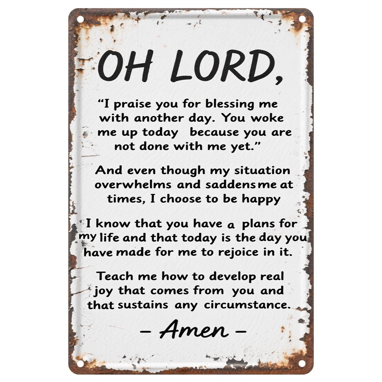 Vintage "Oh Lord I Praise You" Metal Sign: Religious Inspirational Wall Art