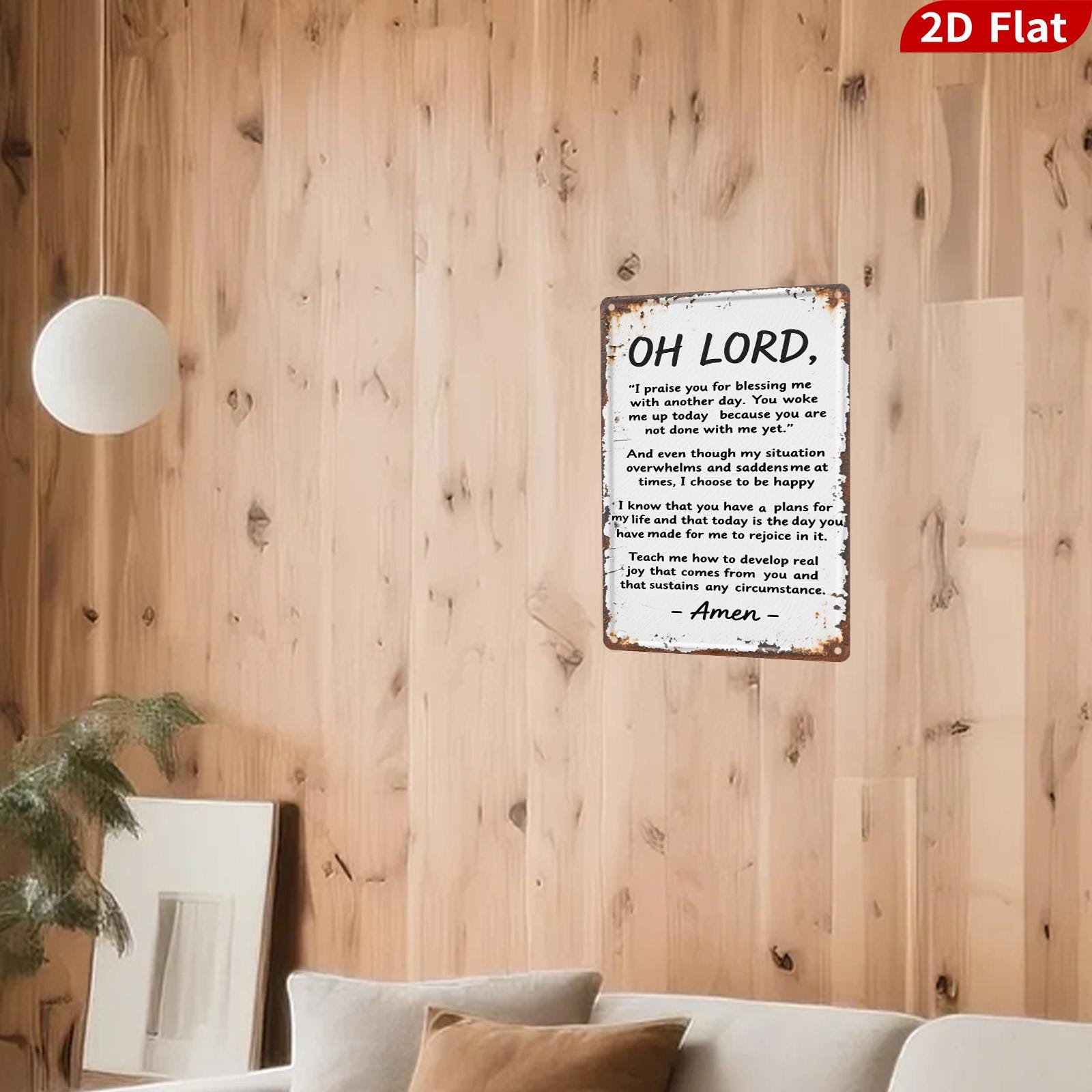 Vintage "Oh Lord I Praise You" Metal Sign: Religious Inspirational Wall Art