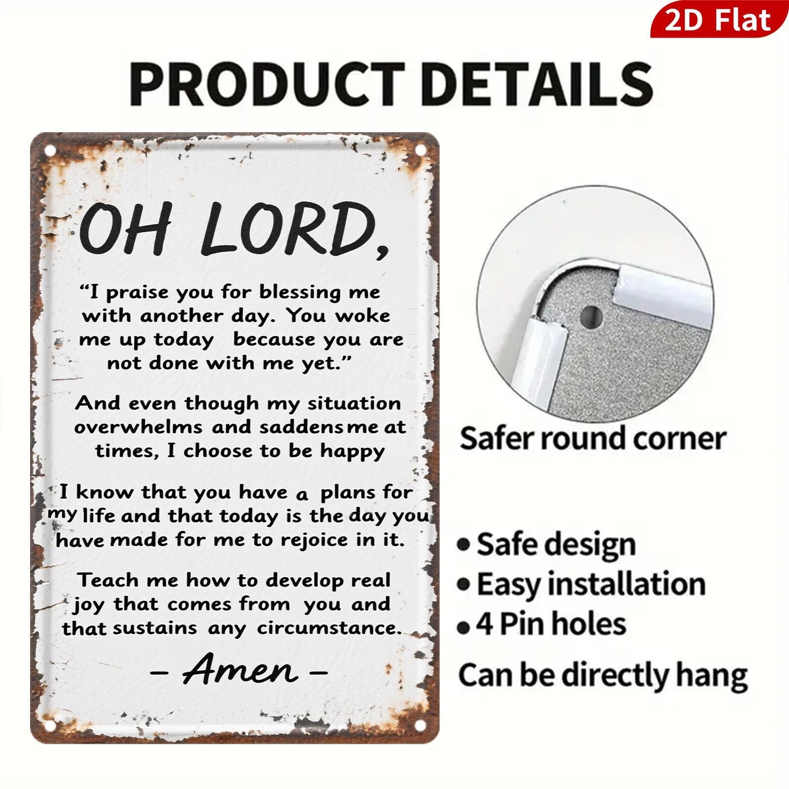 Vintage "Oh Lord I Praise You" Metal Sign: Religious Inspirational Wall Art