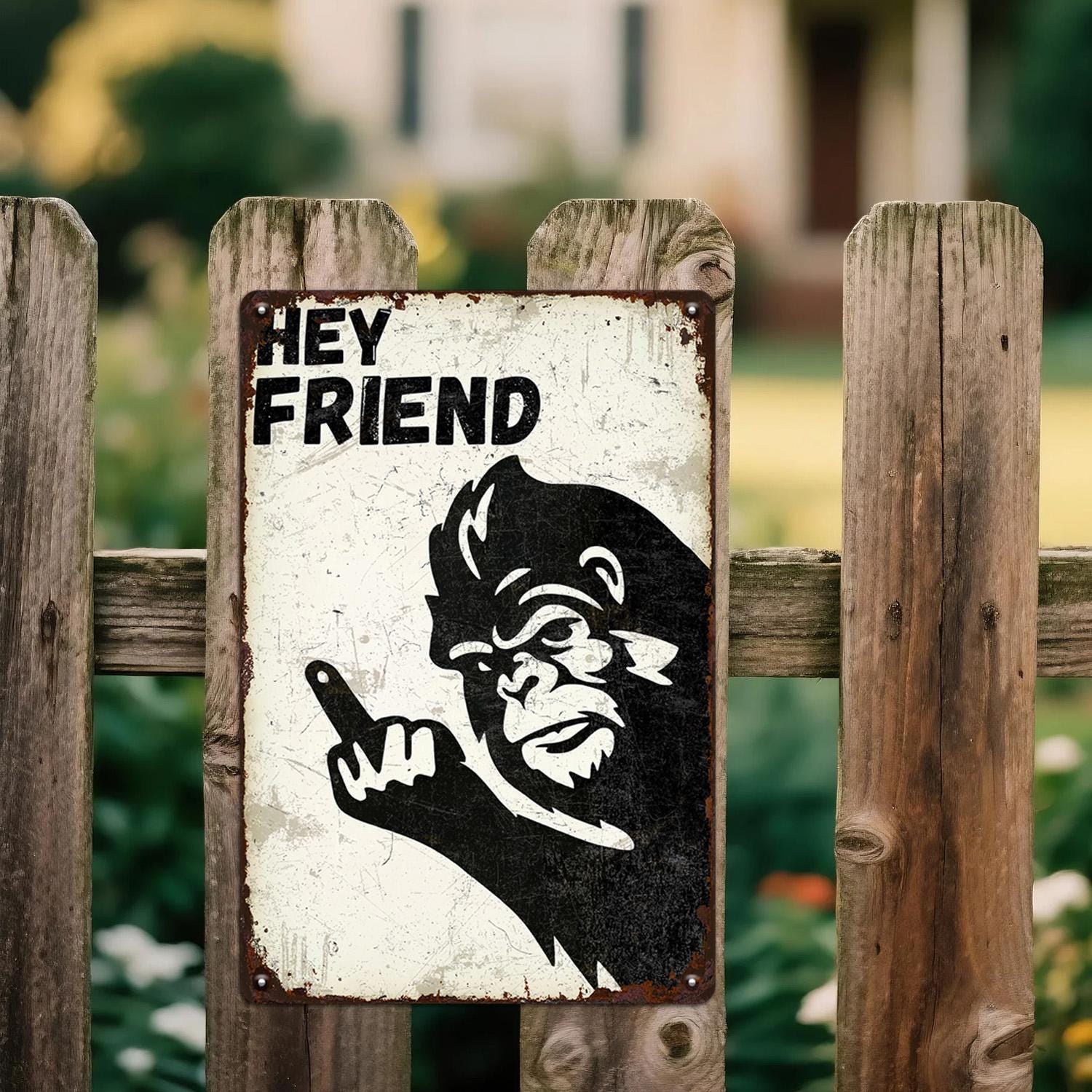 Funny Bigfoot Metal Sign: Vintage Sasquatch Garage Bar Decor