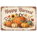 Panneau métallique vintage Happy Harvest | Citrouilles et tournesols Décor d'automne de ferme