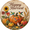 Vintage Happy Harvest Metallschild | Rustikales Kürbis & Herbst Deko Metallschild