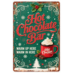 Cartel metálico retro de barra de chocolate caliente vintage | Decoración navideña de cocina retro