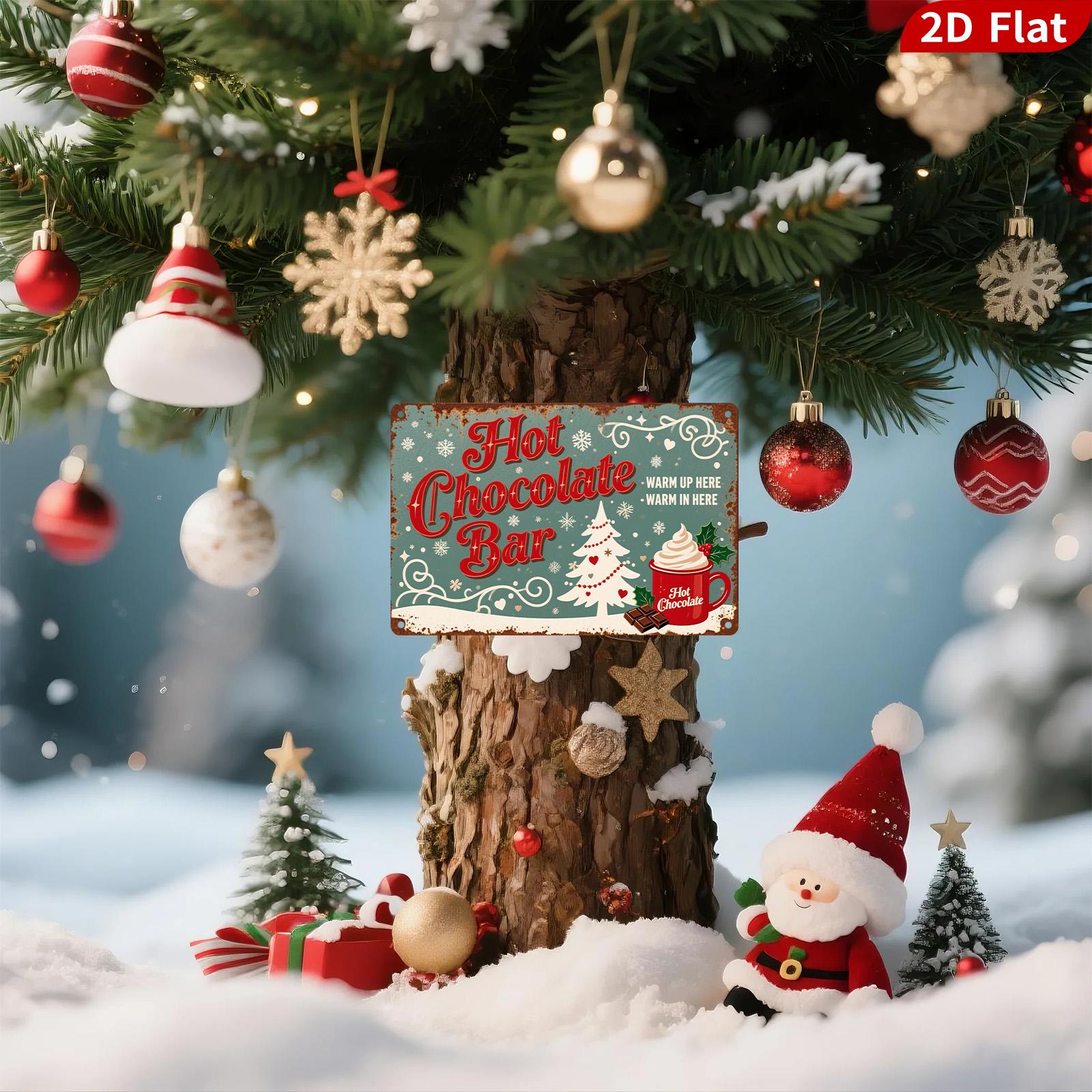 Vintage Hot Chocolate Bar Metal Sign: Rustic Farmhouse Christmas Decor