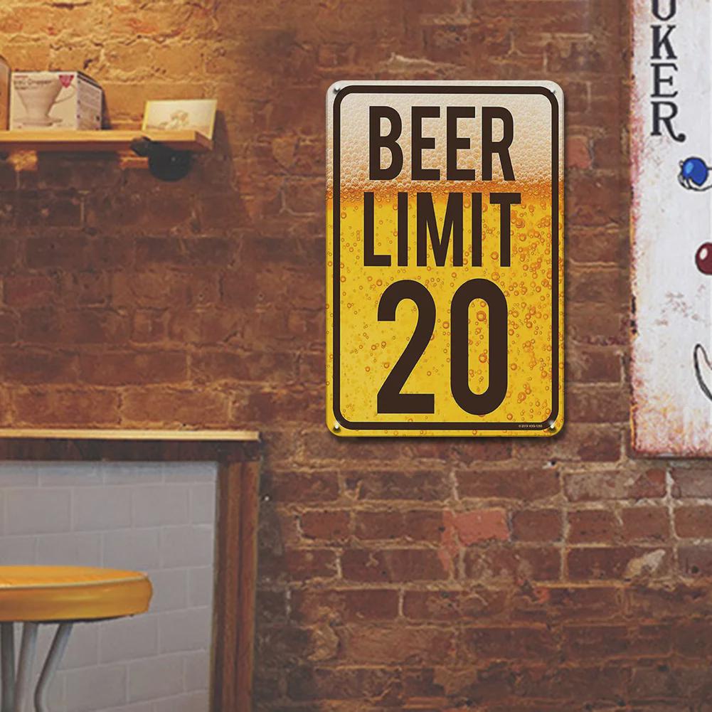 Funny Beer Limit Metal Sign: Rustic Bar, Garage, Man Cave Decor