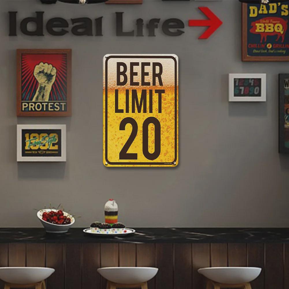 Funny Beer Limit Metal Sign: Rustic Bar, Garage, Man Cave Decor