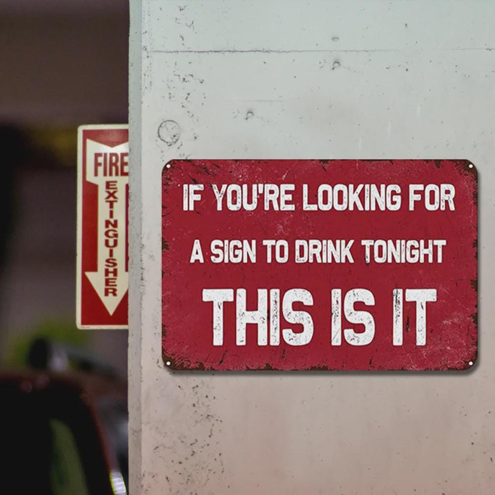Funny Drinking Metal Sign: Retro Bar Decor for Man Cave