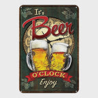 Bier-Uhr Metallschild | Lustige Bar-, Kneipen-, Garagendeko
