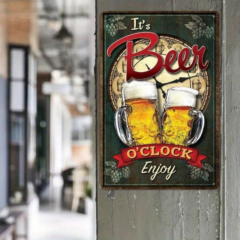 Beer O’Clock Metal Sign: Funny Bar, Pub, Garage Decor