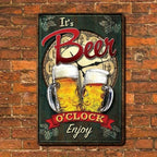 Bier-Uhr Metallschild | Lustige Bar-, Kneipen-, Garagendeko