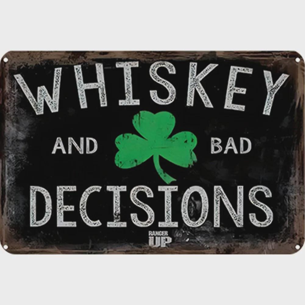 Funny Whiskey Metal Sign: Rustic Irish Bar Decor for Man Cave