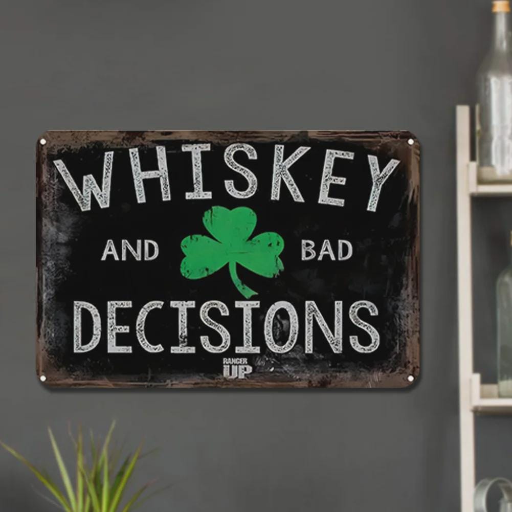 Funny Whiskey Metal Sign: Rustic Irish Bar Decor for Man Cave