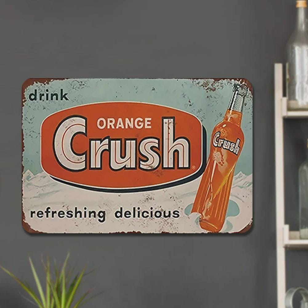 Vintage Metal Soft Drink Sign: Retro Kitchen, Bar, Garage Decor