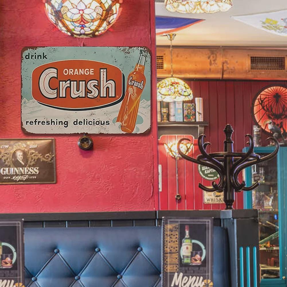 Vintage Metal Soft Drink Sign: Retro Kitchen, Bar, Garage Decor