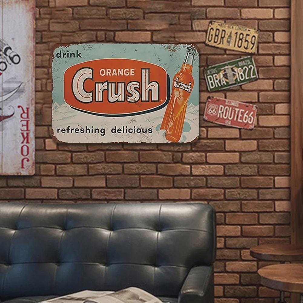 Vintage Metal Soft Drink Sign: Retro Kitchen, Bar, Garage Decor