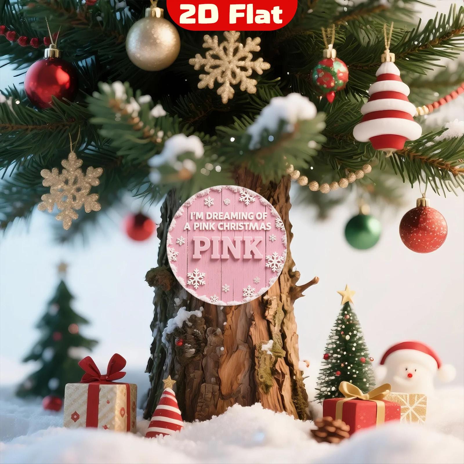 Pink Christmas Metal Wall Art: Snowflake Holiday Decor