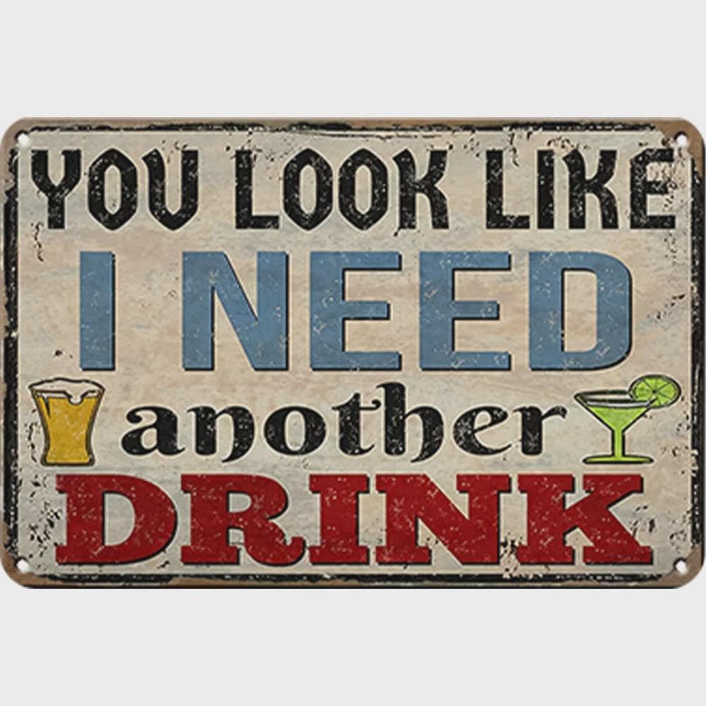 Funny Drinking Metal Sign: Vintage Bar Decor, Man Cave Humor