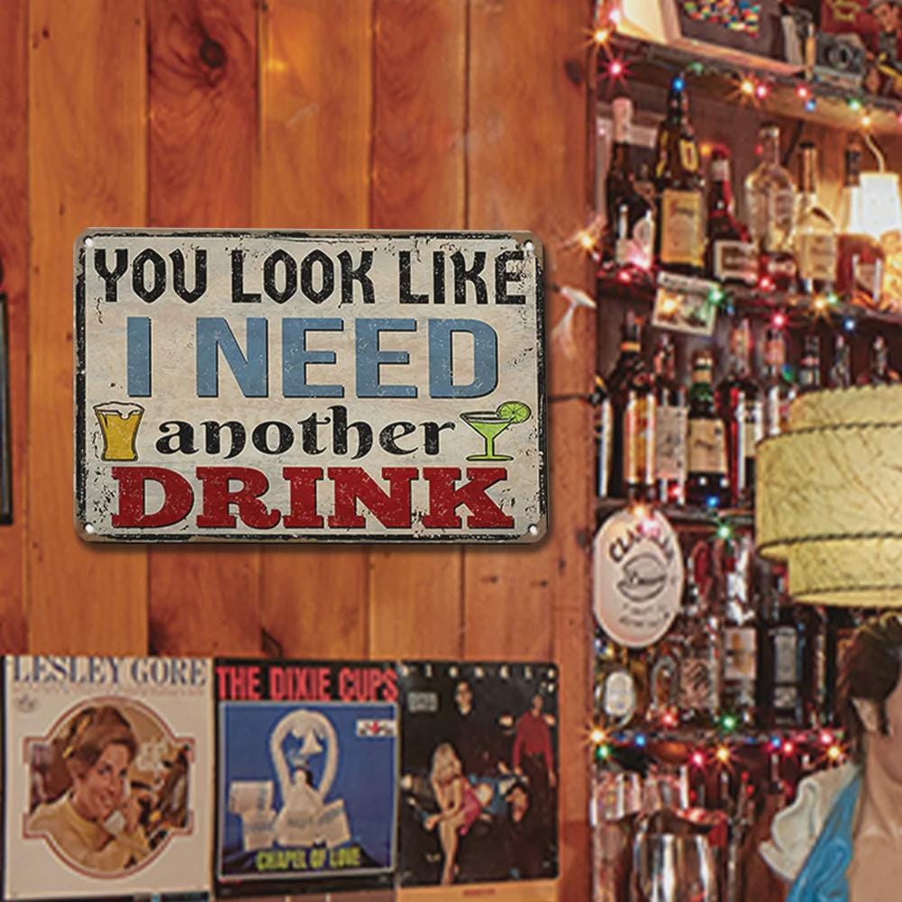 Funny Drinking Metal Sign: Vintage Bar Decor, Man Cave Humor