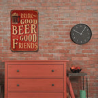 Enseigne en métal "Drink Good Beer" | Décoration de bar vintage | Humour pour caverne d'homme