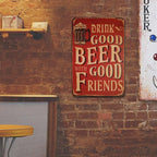 Enseigne en métal "Drink Good Beer" | Décoration de bar vintage | Humour pour caverne d'homme