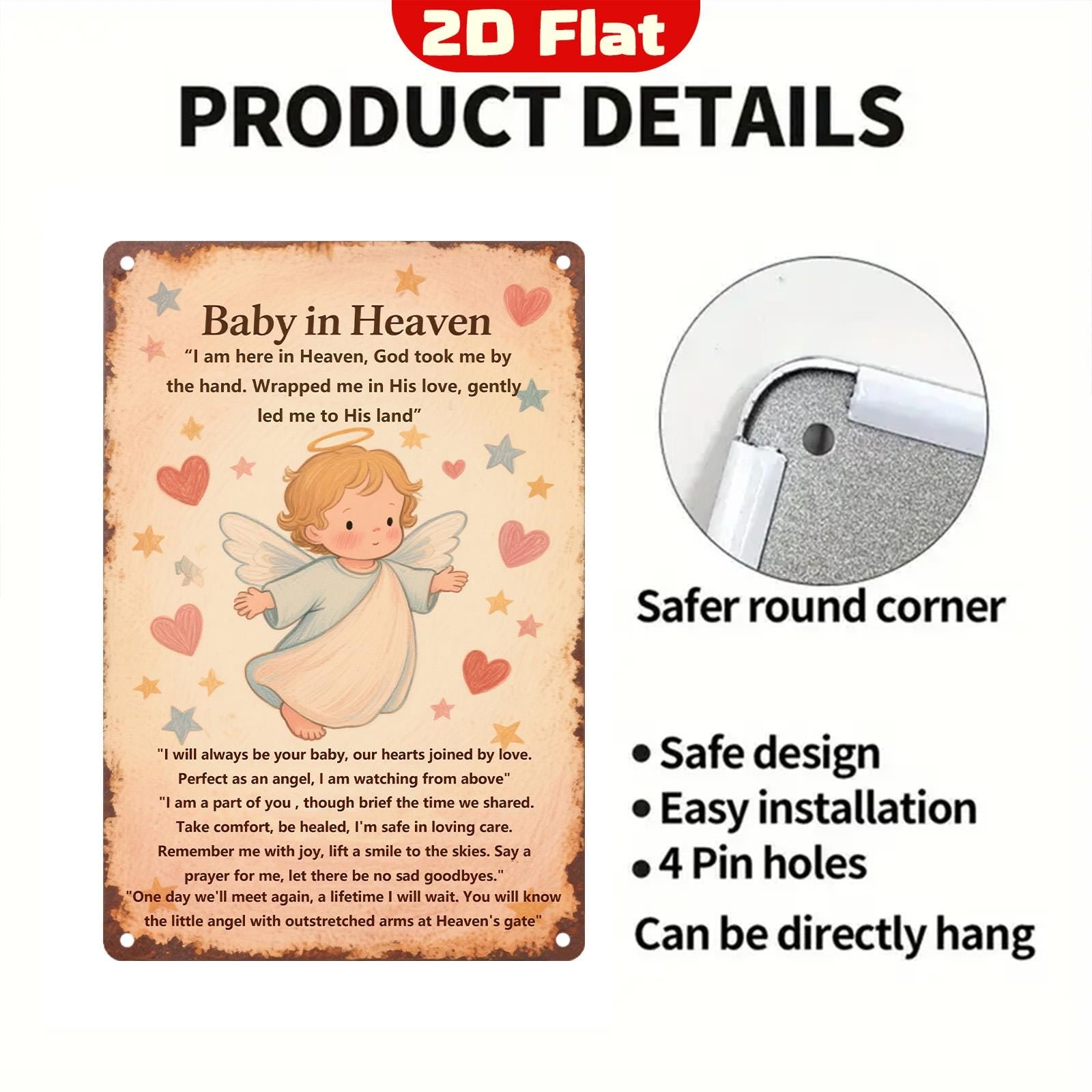 Baby Memorial Metal Plaque: Angel Hearts & Stars, Remembrance Decor