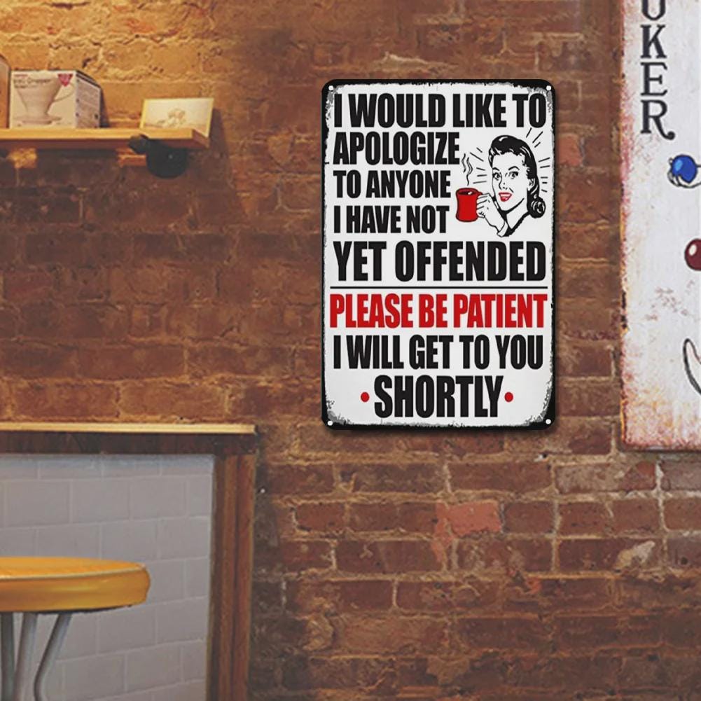 Panneau métallique drôle d'excuse | Humour sarcastique vintage | Décoration de bureau