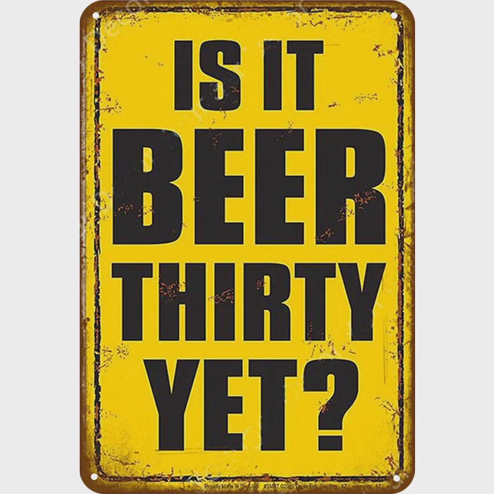 Beer Thirty Vintage Metal Sign: Funny Bar Decor for Man Cave